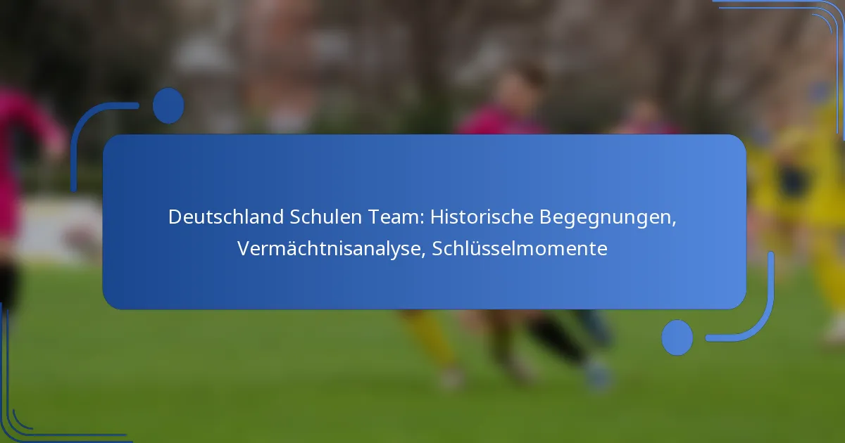 Deutschland Schulen Team: Historische Begegnungen, Vermächtnisanalyse, Schlüsselmomente