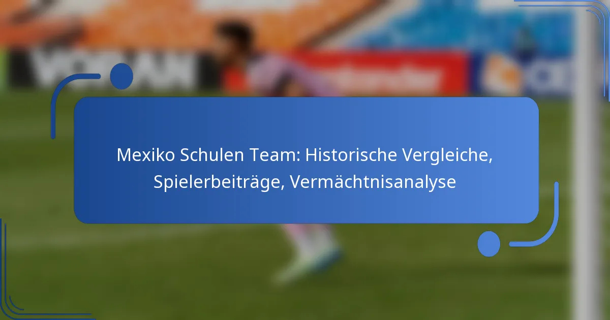 Mexiko Schulen Team: Historische Vergleiche, Spielerbeiträge, Vermächtnisanalyse