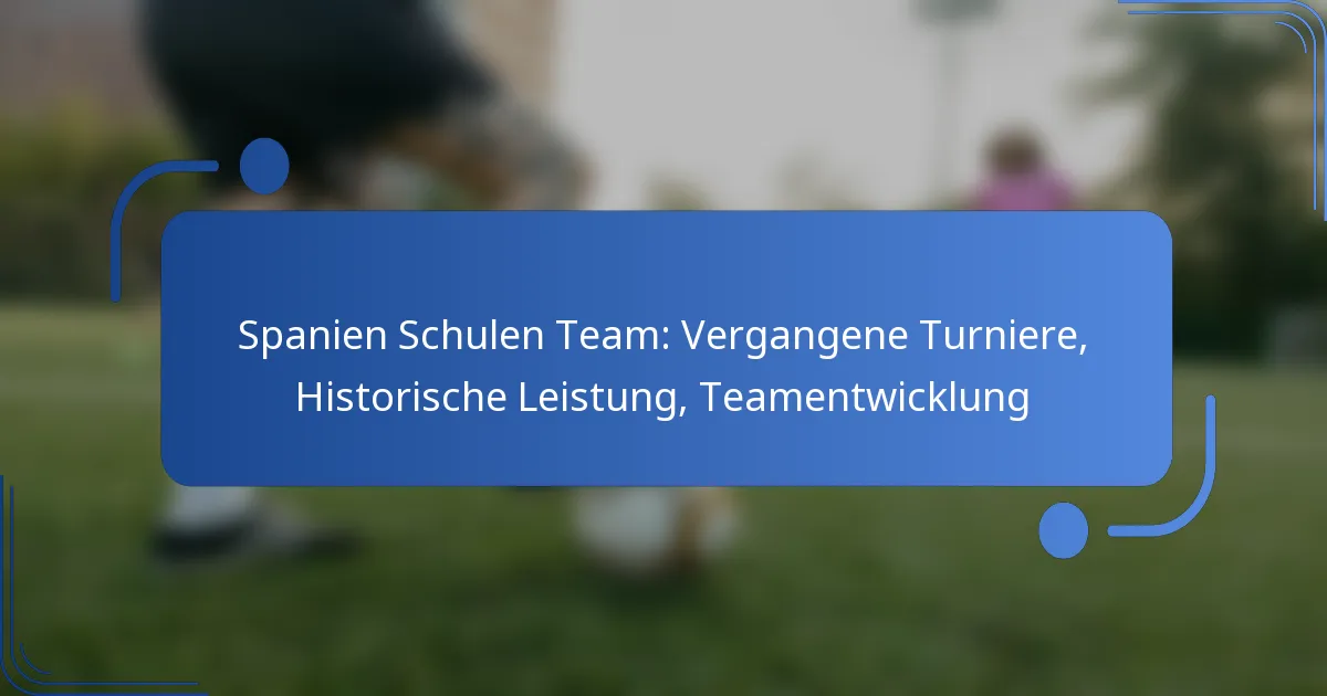 Spanien Schulen Team: Vergangene Turniere, Historische Leistung, Teamentwicklung