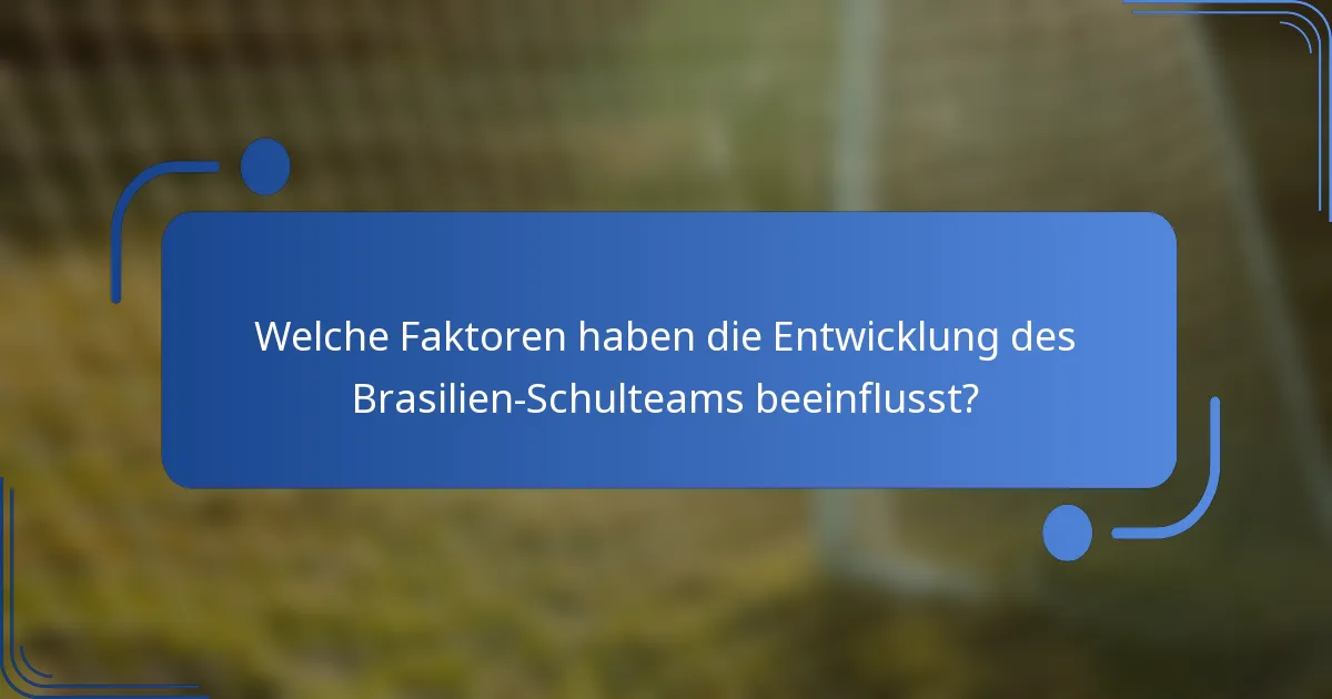 Welche Faktoren haben die Entwicklung des Brasilien-Schulteams beeinflusst?