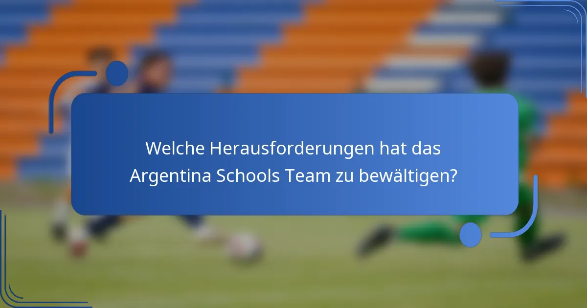 Welche Herausforderungen hat das Argentina Schools Team zu bewältigen?
