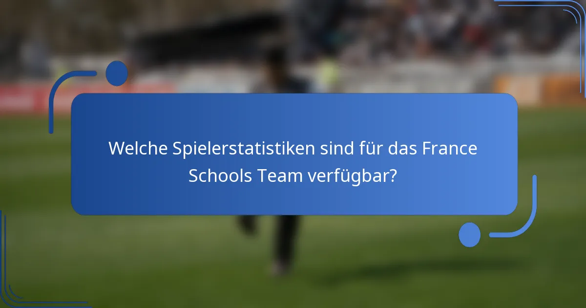 Welche Spielerstatistiken sind für das France Schools Team verfügbar?