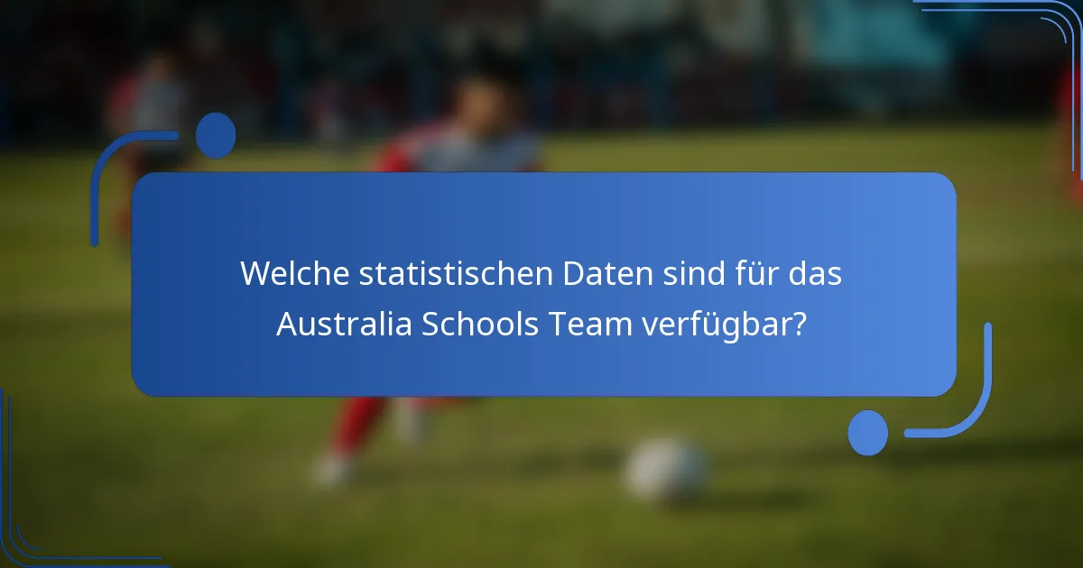 Welche statistischen Daten sind für das Australia Schools Team verfügbar?