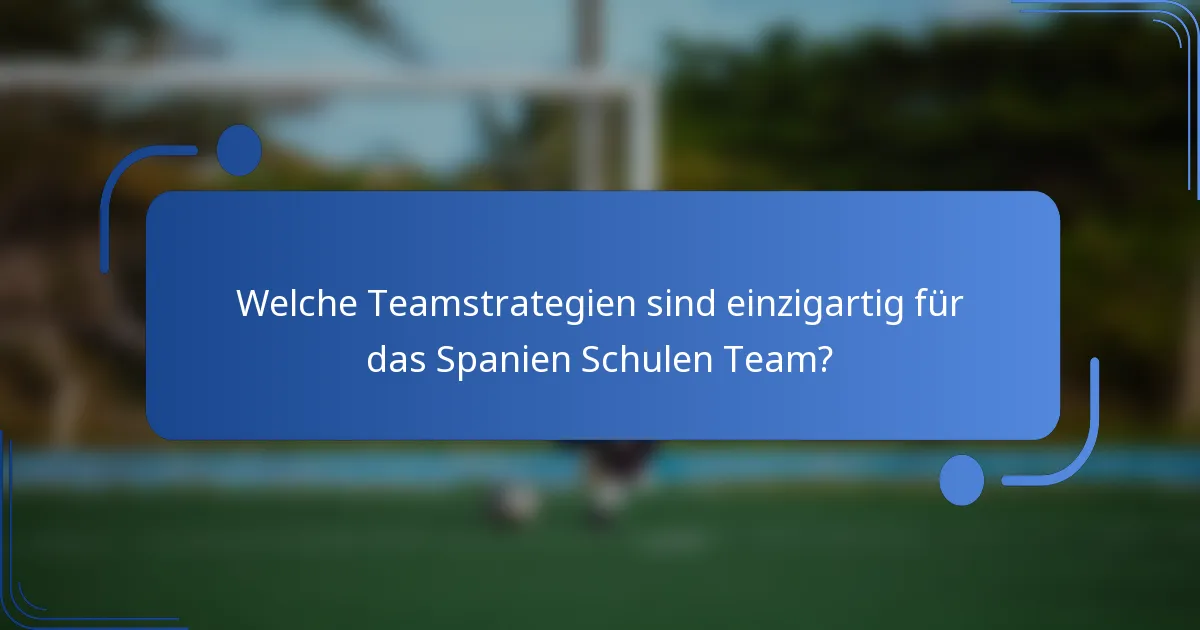 Welche Teamstrategien sind einzigartig für das Spanien Schulen Team?