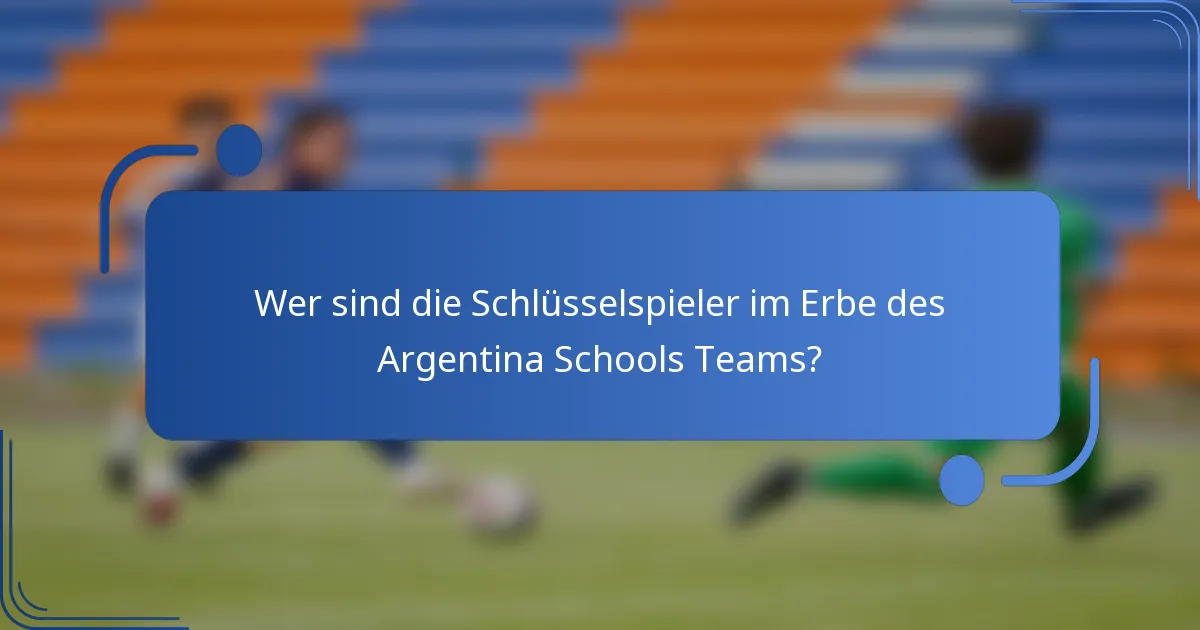 Wer sind die Schlüsselspieler im Erbe des Argentina Schools Teams?