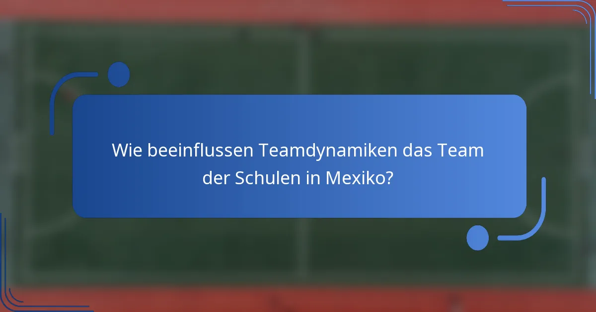 Wie beeinflussen Teamdynamiken das Team der Schulen in Mexiko?