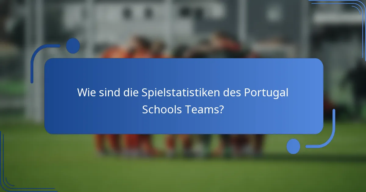 Wie sind die Spielstatistiken des Portugal Schools Teams?
