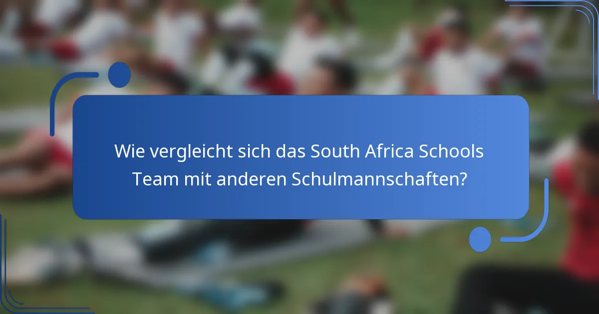 Wie vergleicht sich das South Africa Schools Team mit anderen Schulmannschaften?