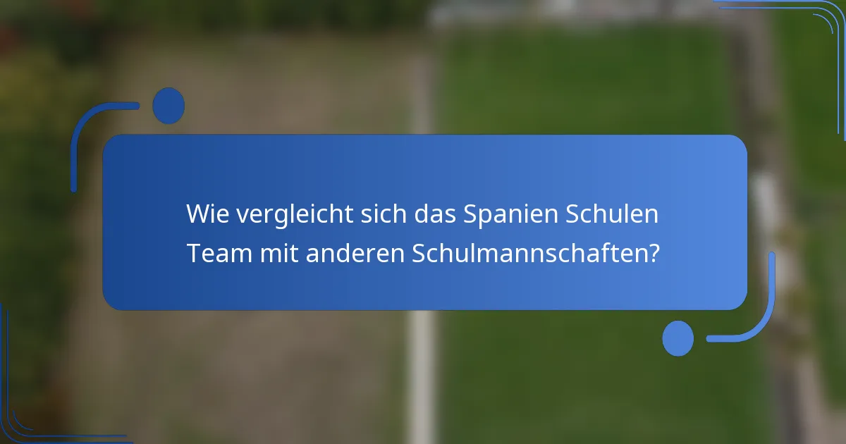 Wie vergleicht sich das Spanien Schulen Team mit anderen Schulmannschaften?