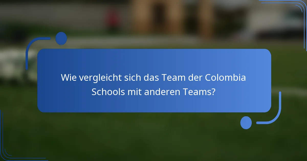 Wie vergleicht sich das Team der Colombia Schools mit anderen Teams?