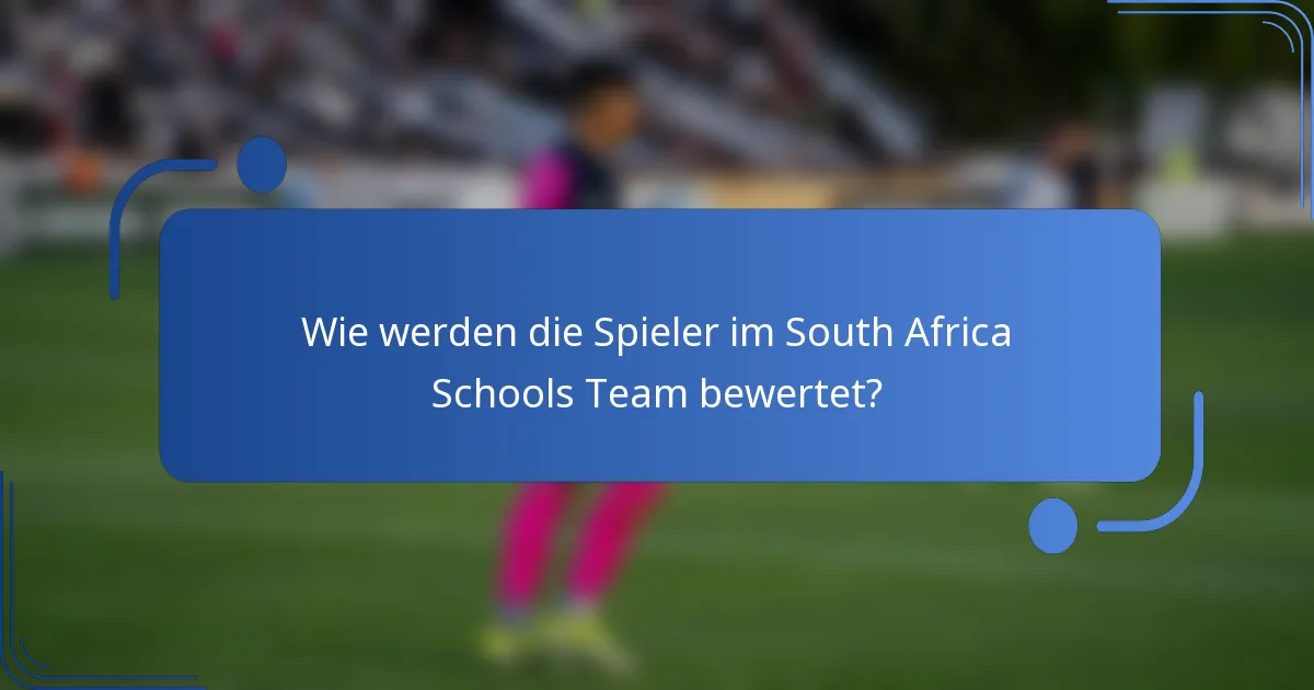 Wie werden die Spieler im South Africa Schools Team bewertet?